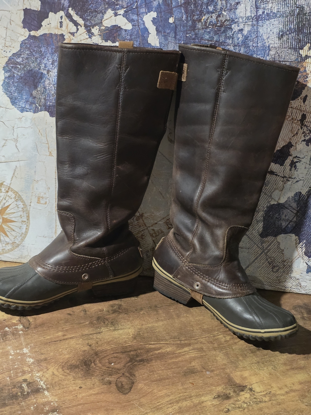 Sorel Slumpack Brown Leather and Rubber Tall Riding Boots - Picture 5 of 13